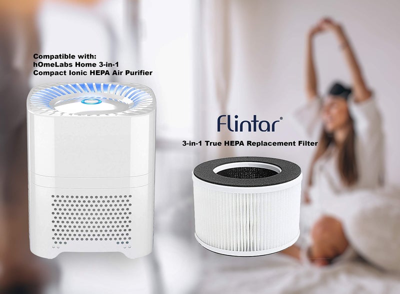 Flintar True HEPA Replacement Filter, Compatible with hOmeLabs Home 4-in-1 Compact HEPA Air Purifier HME020020N Only, AKJ050GE, 2-Pack - Image 2